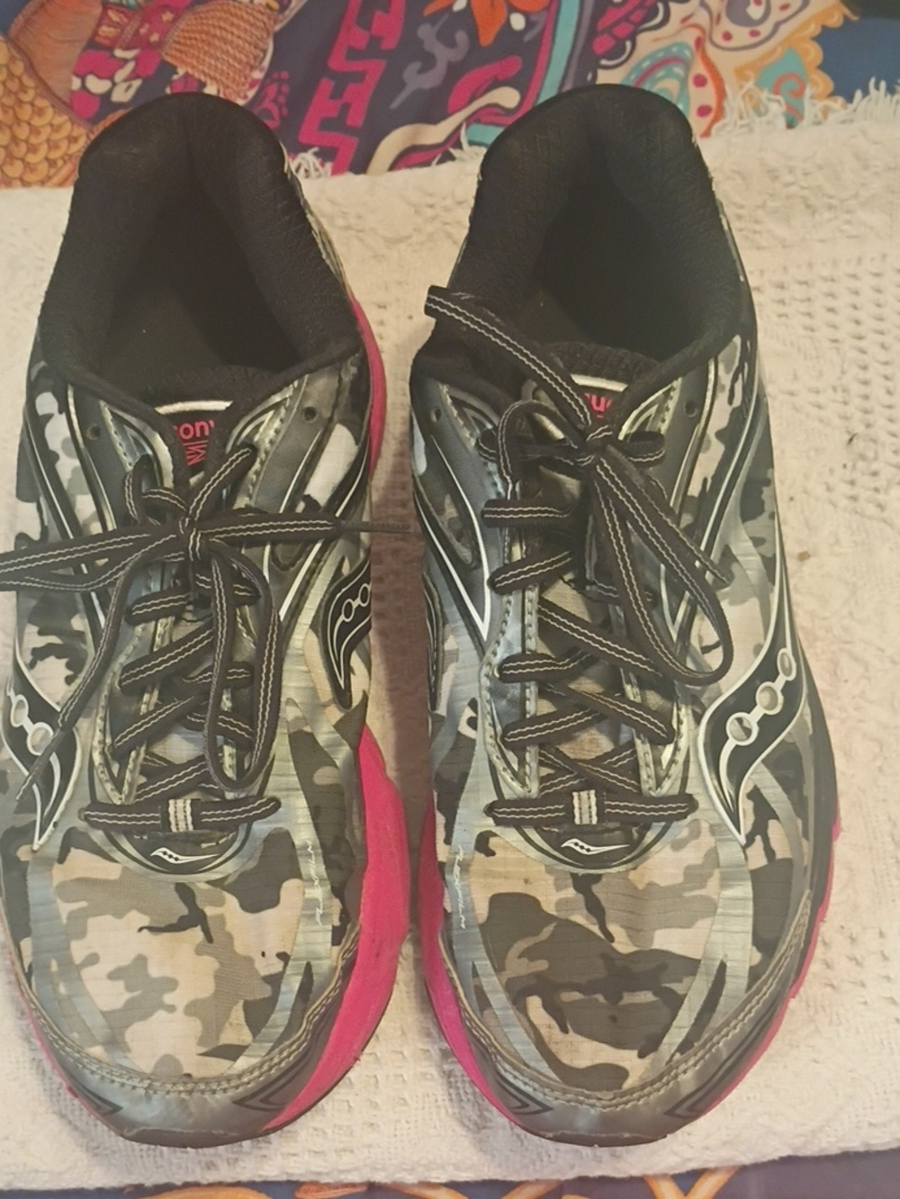 Saucony Women's Camo Running Sneakers in Black & Pink